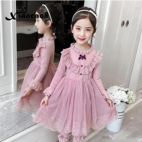 Winter Autumn Girls Dress Baby Toddler Long Sleeve Princess Dress for Girls Mesh Ruffle Party Dresses Kids Children Fall Clothes
