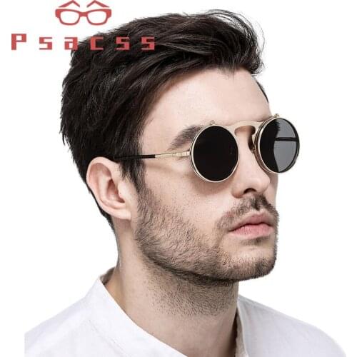 Psacss Round Punk Sunglasses Women Men Alloy Glasses Frames Fashion Luxury Brand Designer Sun Glasses For Party Shopping UV400
