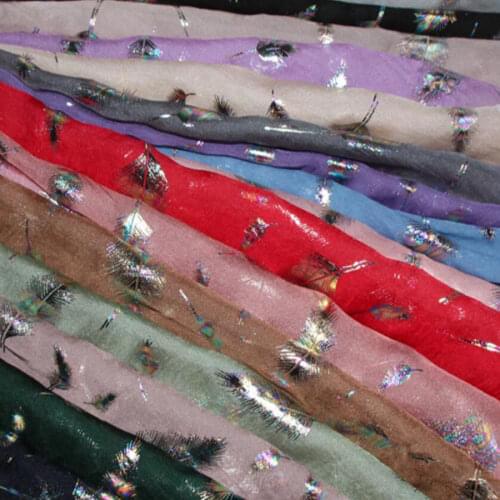 Dancing dress fabric chiffon shiny silky chiffon thin magic feather fabric bronzing wedding costume DIY 1M/lot