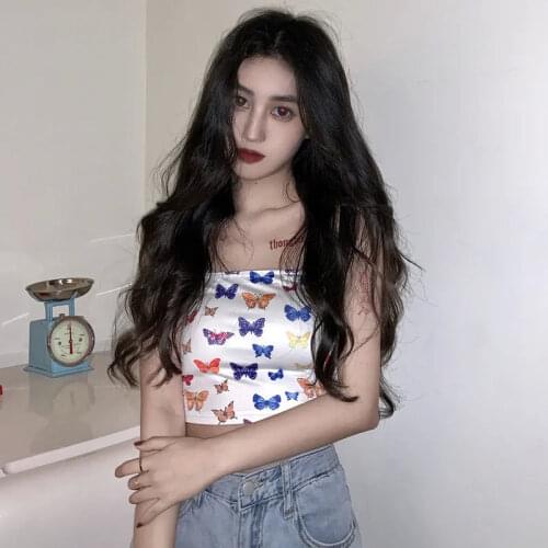 Strapless Women Tube Top Tank Tops Butterfly Camis Bondage Sexy Tops