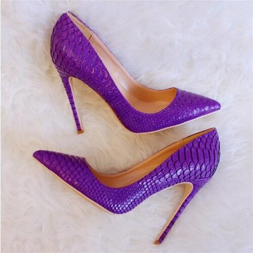 Fashion free shipping Women lady Purple python snake Leather Poined Toe Stiletto high heel pump HIGH-HEELED SHOE Wedding