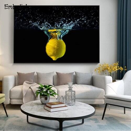 Embelish 1 Pieces Water Lemon Fruits Wall Art Posters For Living Room Modern Home Decor Pictures HD Print On Canvas Paintings