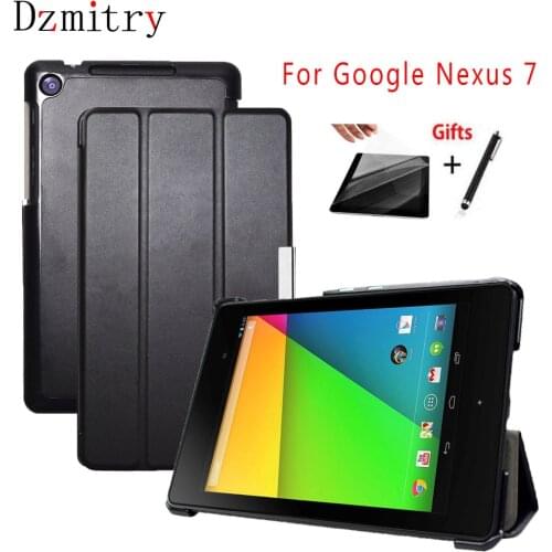 Ultra Slim PU Leather Folding Folio Case For Google Nexus7 2013 Flip Tablet Cover Stand For Nexus 7 2nd,Auto Sleep/Wake+film+pen