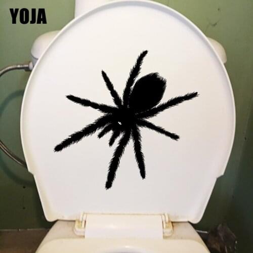 YOJA 21.7×22.2CM Black Spider Funny Animal WC Toilet Decoration Personality Home Wall Stickers T1-2681