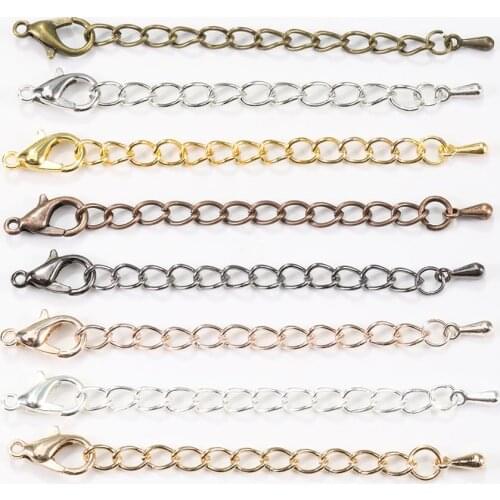20pcs/lot 50 70mm Extended Tail Chain Lobster Clasps Connector For DIY Jewelry Making Findings Bracelet Necklace