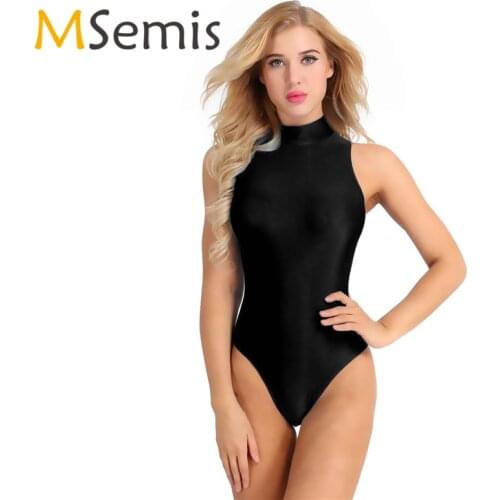 Womens Swimsuit Gymnastics Leotard Swimwear Round Neck Stretch Dance Costume Leotard Yoga Bodysuit Beach Bathing Suit Swimwear