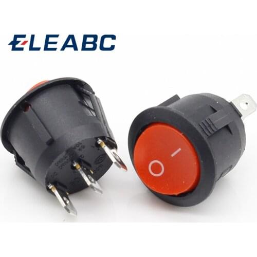 10Pcs 20mm Diameter Small Round Boat Rocker Switches Black Mini Round Black White Red 3 Pin ON-OFF Rocker Switch