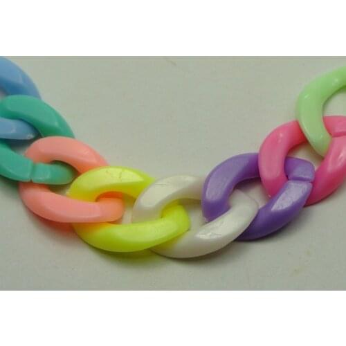 100 Mixed Pastel Color Acrylic Flat Twist Oval Open Ring Beads 23X17mm Connector link Chain For Necklace Bracelet