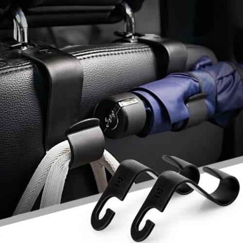 2pcs Rear Car Seat Hook Back Hidden Multifunctional Creative Storage Car Umbrella Hook Hanger Ornaments Auto Interor Accessorie