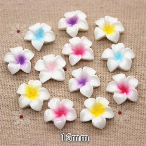 20pcs 16mm Mix Colors Plumeria Rubra Flower Resin Flatback Cabochon DIY Jewelry Phone Decoration