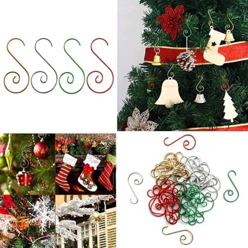 20 Pcs Christmas Ornament S-Shaped Hooks Stainless Steel Xmas Tree Decor Hanger Hooks Home Party Holder Decor Supplies Tools