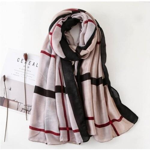 2020 New Fashion Summer Women cotton Scarf plaid Beach Hijab Shawls and Wraps Female Foulard Echarpe Designer Bandana