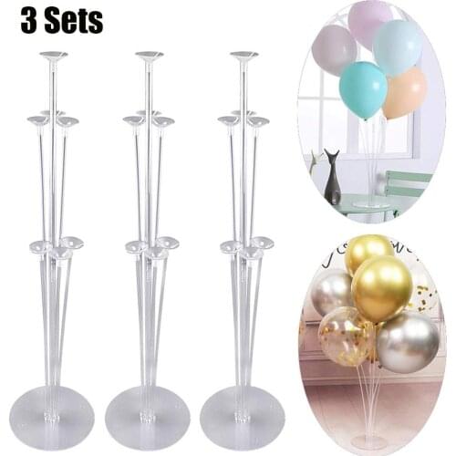 3 Sets Balloon Stand Balloon Holder with 7 Sticks 7 Cups and 1 Base - Table Desktop Centerpiece Decorations for Wedding Birthday