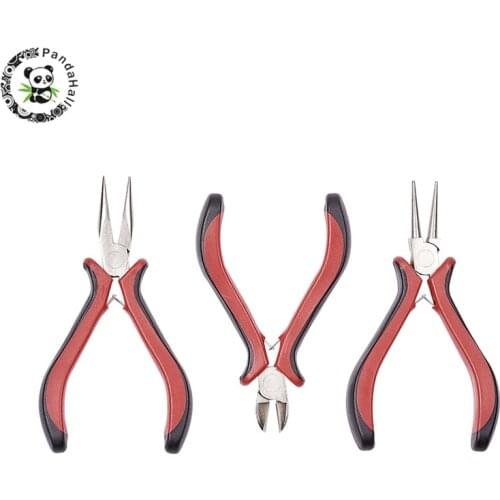 3PCS/set Pliers Jewelry Making Polishing Round Nose Pliers Chain-Nose Flat Nose Pliers Side-Cutting Pliers DIY Tools Equipments
