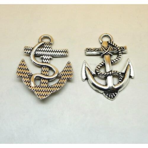 5pc/lot 40x30mm DIY Vintage Silver Color Anchor Charm For Necklace Bracelet Earring Keychain Alloy Jewelry Accessories Wholesale