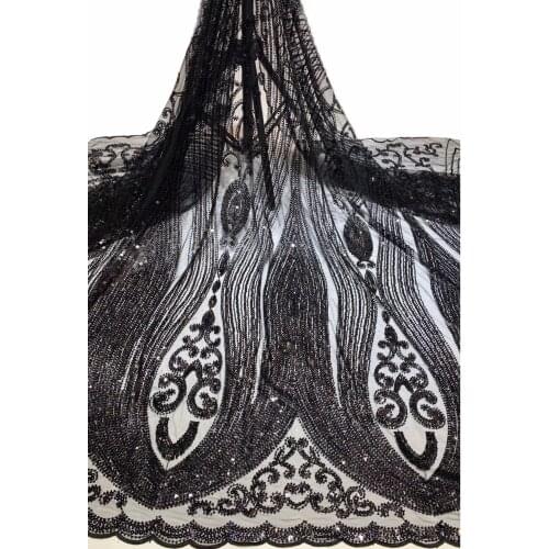 African Lace Fabric Embroidered With Nigerian Wedding 2021 High Quality Lace French Tulle Lace Fabric With Sequins ZX4096