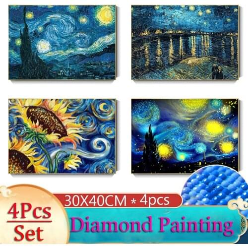 4pcs/Set 5D DIY Diamond Painting landscape Diamond embroidery Cross Stitch kits Picture Scenery Waterfall Home Decoration