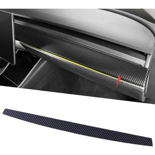 Car Central Console Dashboard Strip Trim Cover Accessories Carbon Fiber Style Fit For Tesla Model 3 2017 2018 2019 2020 2021