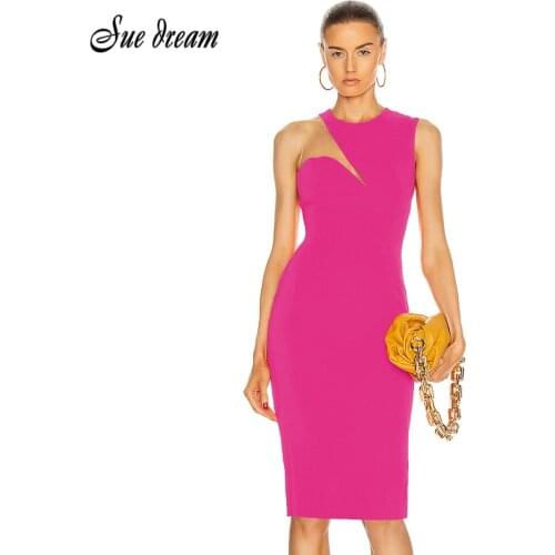 High Quality Celebrity Rose red Black Blue Bodycon Rayon Bandage Dress Elegant Club Party Dress Vestidos