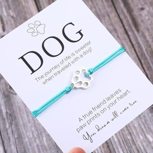 Friendship Bracelet Gift for Him Paw Print Bracelet Dog Lover Gift Dog Lover Jewelry Wish Bracelet Gift for Pet Dog Parent