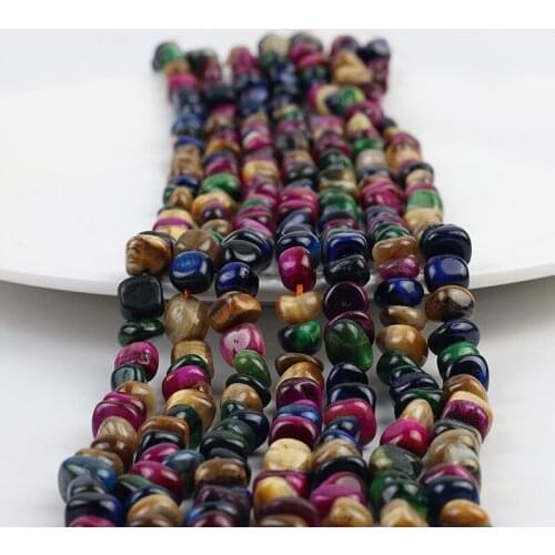 Natural Stone Beads Rainbow Tiger Eye Chips Beads Irregular Freeform Gravel Beads Bracelet 5*8mm for Jewelry Making DIY Necklace
