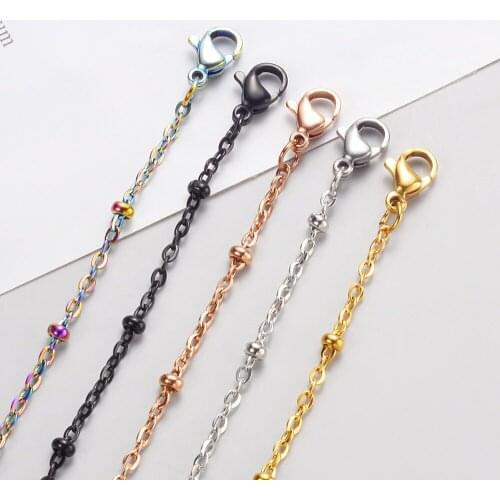 20pcs/lot Stainless Steel 5 Colors Clamp Bead Chain Necklace Satellite DIY Chains 2mm Thickness for Jewelry Making