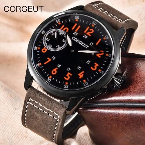 CORGEUT Top Men Mechanical Automatic Winding Waterproof Watch Leather Strap Luminous NH35A Movement Mens Watch Orologio da uomo