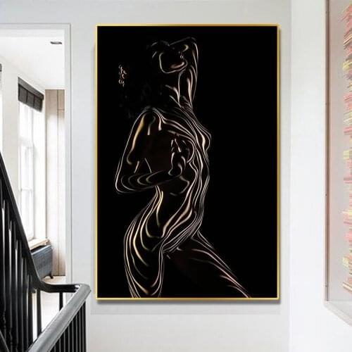 Black Sexy Women Body Canvas Painting Abstract Figure Wall Art Poster Print Wall Picture for Living Room Home Decor Cuadros