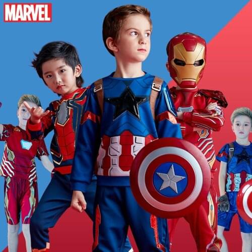 Disney Marvel Genuine Iron Man Captain America Spiderman Sweater Long Suit Children Christmas Performance Costume