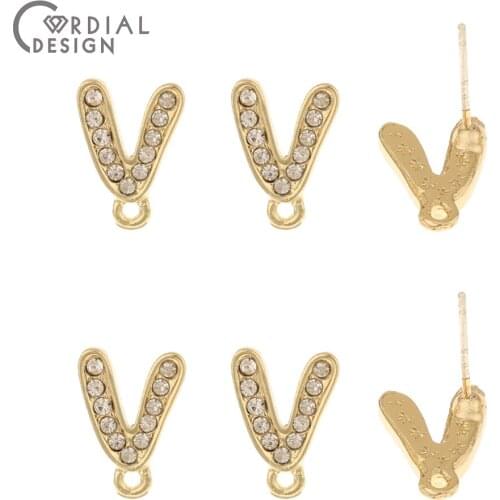 Cordial Design 100Pcs 9*12MM Earring Findings/V-Shape/DIY Jewelry Making/Rhinestone Earrings Stud/Hand Made/Jewelry Accessories