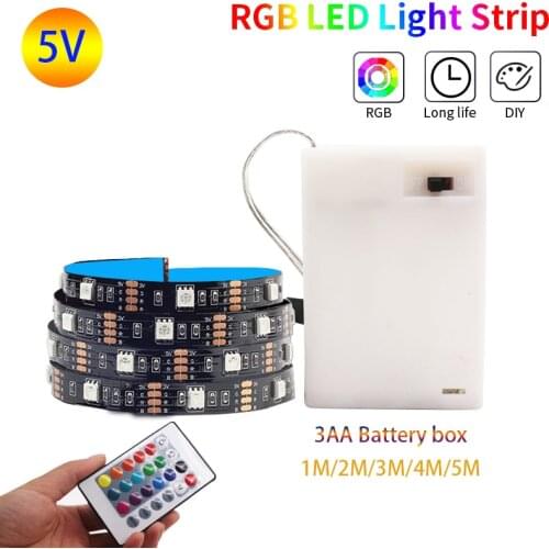 LED Strip battery Flexible RGB 5050 LED lights DC5V light led 1m 2m 3m 4m 5m led lights for room FestivalParty TV Room decor