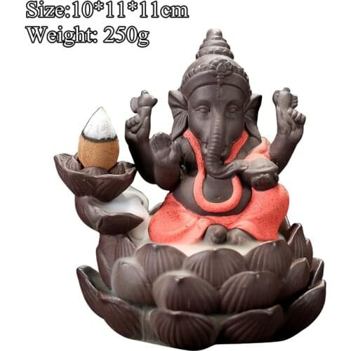 Hot Sandstone Crafts Sculpture Sitting Meditation Buddha Statue Elephant Ganesha Sculpture Incense Burner Feng Shui Decoration