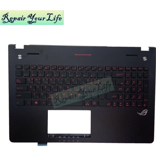 Laptop keyboard for ASUS N56 N56JK N56J N56JN Korean KR black with Palmrest case red keys backlit 0KNB0-6628KO00 90NB06D5-R31KO0