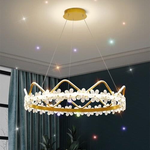 Nordic postmodern simple light luxury living room creative personality childrens room Crystal Crown bedroom Chandelier