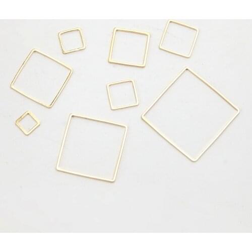 SUTI 50pcs/lot Gold-color Copper Square Accessories Hot Simple Geometric Shaped Earrings Pendants DIY jewelry Making&Finding
