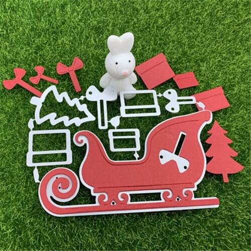 Christmas gift sleigh Christmas tree bow hand-embossed DIY album scrapbook greeting card decoration metal cutting mold