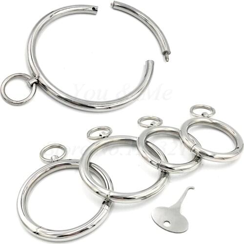 Stainless Steel Neck Collar Metal Handcuff Wrist Ankle Cuff Adult Slave Role Play BDSM Restraint Bondage Sex Toys For Women Men
