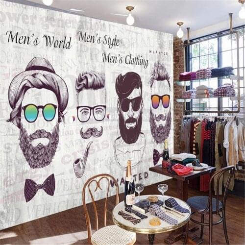 Milofi custom 3D mural wallpaper wall covering trend frontline personality bearded tooling decorative painting background wall