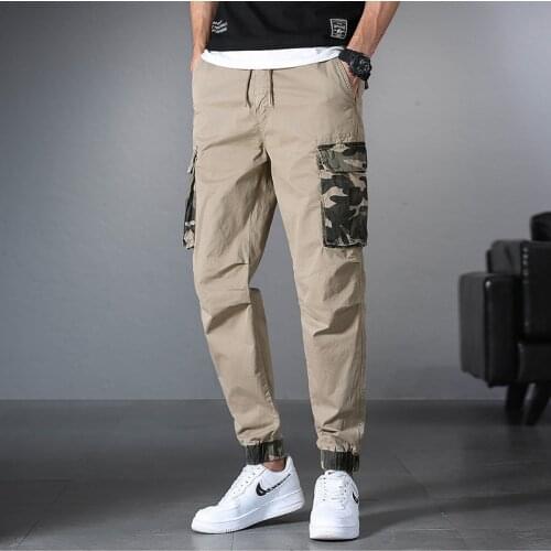 2021 New Spring Mens Cotton Cargo Pants Clothing Autumn Casual Fashion Elastic Waist Quality Pantalones Cargo Pants Men