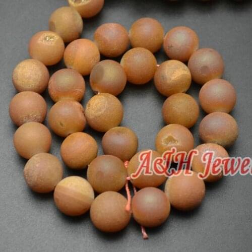 New Arrival Natural Drusy Stone Orange Color Color Strand Loose Beads 8~12mm DIY Jewelry Making Materials