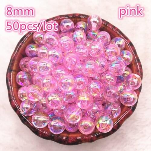 NEW 50pcs 8mm AB Color Round Acrylic Bead Loose Spacer Beads For Jewelry Making DIY Bracelet #06