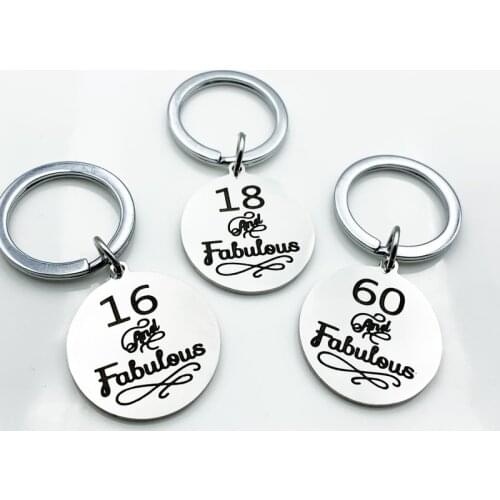 Oeinin Charms Key Chain Man 16 18 60 And Fabulous Keychain Bag Lovers Silver Color Keyring Stainless Steel Creativity Llaveros
