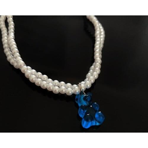 Pearl Gummy bear necklace for teenage egirls resin plastic y2k jewelry cute kawaii layered necklace orange blue harajuku 2000s