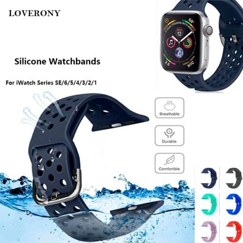 Luxury Silicone Wacthbands 38 40 42 44 mm For Apple iWatch Series 6/5/4/3/2/1/SE Watch Strap Sports Wristbands Accessories