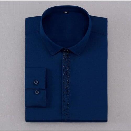 Non-ironing Work Slim Fit Shirt Men New Arrival Stretch Longsleeve Shirt for Men Business Casual Button Up Shirt Korean Clothes