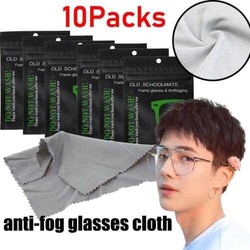 10x Reusable Anti-Fog Wipes Glasses Pre-moistened Antifog Lens Cloth Defogger Eyeglass Wipe Prevent Fogging for Glasses Cleaner