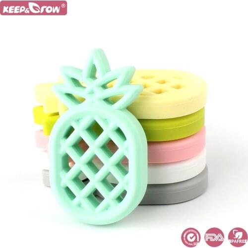 Keep&Grow 1pcs Silicone Pineapple Baby Teether Newborn Oral Care Products Bebe Teething Molar Toy Making Pacifier Chain Fitting