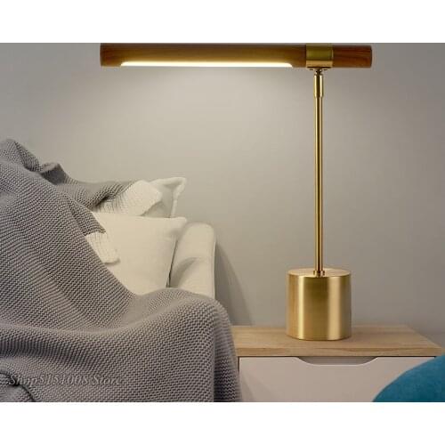 Modern Simple Metal Led Table Lamp Nordic Designer Wood Fabric Bedroom Led Table Lights Luminaria decoration Desk Lamp Fixtures