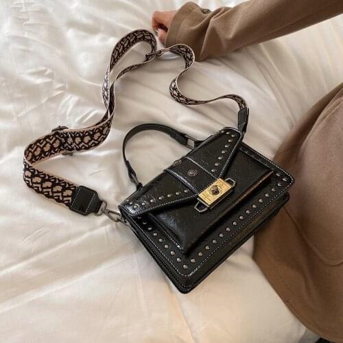 Crossbody Bag for Women Shoulder Bag Ladies Messenger Bag Female Fashion Retro Rivet Handbag PU Leather 2021 New Zipper Backpack