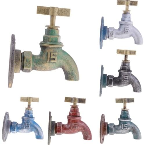 Vintage Retro Spigot Handle Knob Shaped Coat Robe Hook Metal Wall Mount Kitchen Bathroom Decor